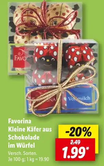 Lidl Favorina kleine käfer aus schokolade im würfel Angebot