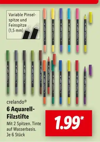 Lidl Crelando 6 aquarell-filzstifte Angebot