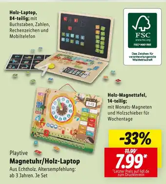 Lidl Playtive magnetuhr/holz-laptop Angebot