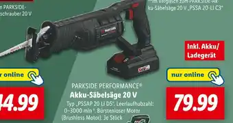 Lidl Parkside performance akku-säbelsäge 20 v Angebot