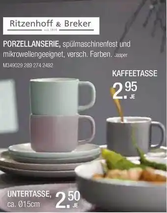 Möbel Turflon Ritzenhoff & Breker Porzellanserie, Kaffeetasse, Untertasse Angebot