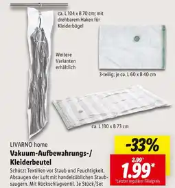 Lidl Livarno home vakuum-aufbewahrungs-/kleiderbeutel Angebot