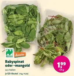 Biomarkt demeter Babyspinat oder -mangold Angebot