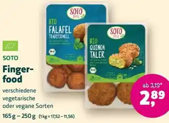 Biomarkt SOTO Fingerfood Angebot