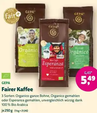 Biomarkt GEPA Fairer Kaffee Angebot