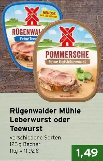 CAP Markt Rügenwalder Mühle Leberwurst oder Teewurst Angebot