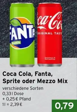 CAP Markt Coca Cola, Fanta, Sprite oder Mezzo Mix Angebot