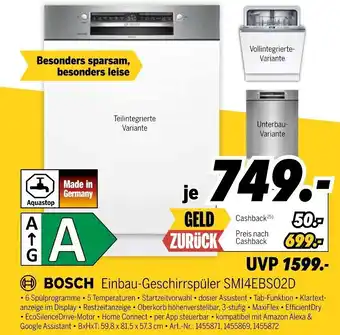 MEDIMAX BOSCH Einbau-Geschirrspüler SMI4EBS02D Angebot