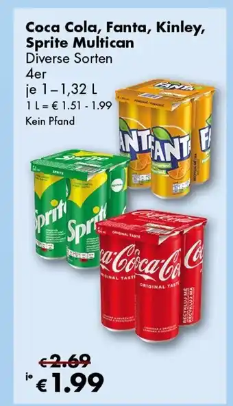 Travel Free Coca Cola, Fanta, Kinley, Sprite Multican Angebot