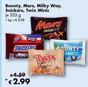 Travel Free Bounty, Mars, Milky Way, Snickers, Twix Minis Angebot