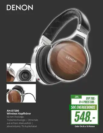 Hirsch und Ille DENON Wireless Kopfhörer AH-D7200 Angebot