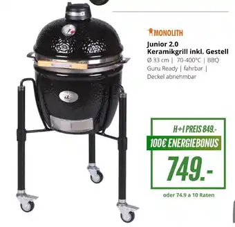 Hirsch und Ille MONOLITH Junior 2.0 Keramikgrill inkl. Gestell Angebot