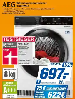 HEM Expert AEG Wärmepumpentrockner TR8SWEX Angebot