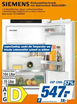 HEM Expert SIEMENS Einbaukühlschrank mit Gefrierfach KI22LEDD1 Angebot