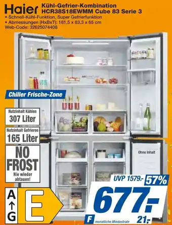 HEM Expert Haier Kühl-Gefrier-Kombination HCR38S18EWMM Cube 83 Serie 3 Angebot