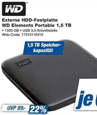 HEM Expert WD Externe HDD-Festplatte WD Elements Portable 1,5 TB Angebot