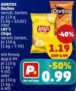 PENNY DORITOS Nachos oder LAY'S Chips Angebot