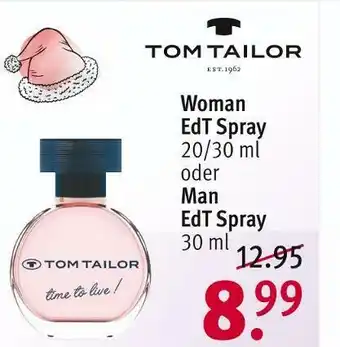 Rossmann Tom tailor woman edt spray oder man edt spray Angebot