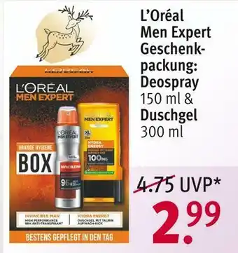 Rossmann L’oréal men expert geschenkpackung: deospray oder duschgel Angebot