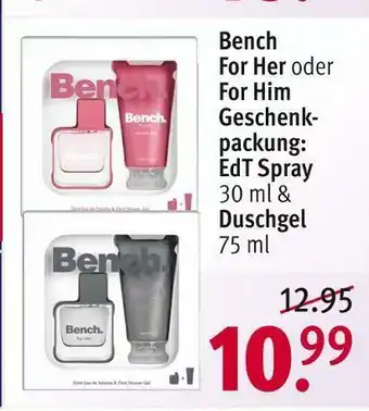 Rossmann Bench geschenkpackung edt spray oder duschgel Angebot