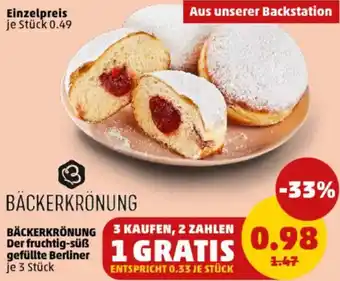 PENNY BÄCKERKRÖNUNG Der fruchtig-süß gefüllte Berliner Angebot