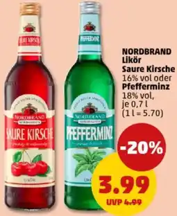 PENNY NORDBRAND Likör Saure Kirsche oder Pfefferminz Angebot