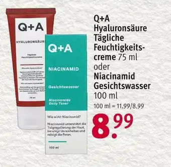 Rossmann Q+a hyaluronsäure tägliche feuchtigkeitscreme oder niacinamid gesichtswasser Angebot