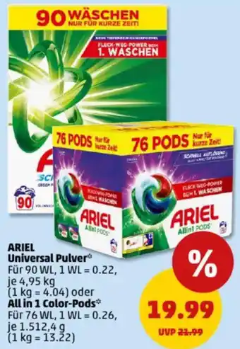 PENNY ARIEL Universal Pulver oder All in 1 Color-Pods Angebot