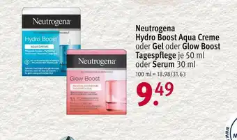 Rossmann Neutrogena hydro boost aqua creme, gel oder glow boost tagespflege oder serum Angebot