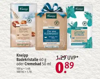 Rossmann Kneipp badekristalle oder cremebad Angebot