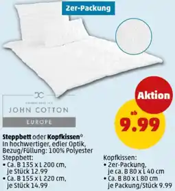 PENNY JOHN COTTON Steppbett oder Kopfkissen Angebot