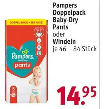 Rossmann Pampers doppelpack baby-dry pants oder windeln Angebot