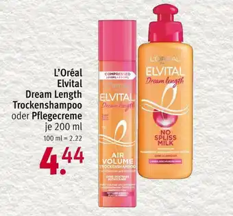 Rossmann L’oréal trockenshampoo oder pflegecreme Angebot