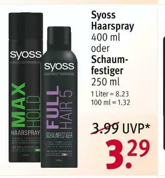 Rossmann Syoss haarspray oder schaumfestiger Angebot