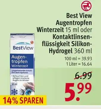 Rossmann Best view augentropfen winterzeit oder kontaktlinsenflüssigkeit silikon-hydrogel Angebot