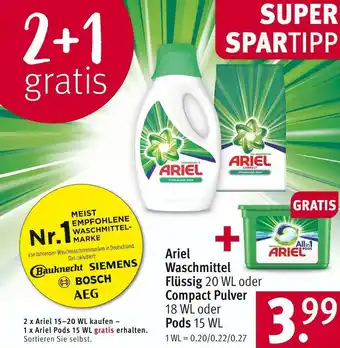 Rossmann Ariel waschmittel flüssig, compact pulver oder pods Angebot