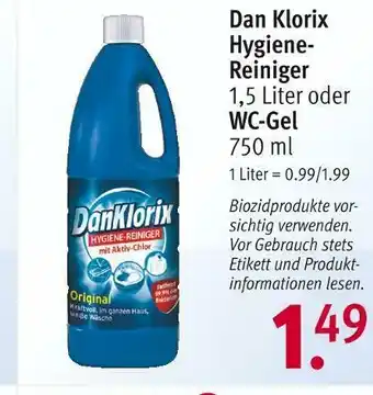 Rossmann Dan klorix hygiene-reiniger oder wc-gel Angebot