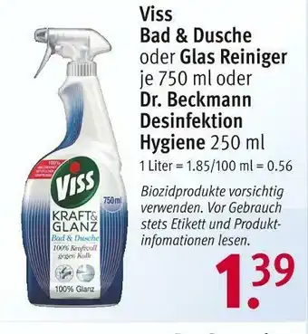 Rossmann Viss oder dr. beckmann bad & dusche, glas reiniger oder desinfektion hygiene Angebot