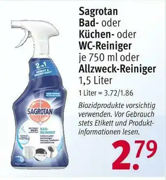 Rossmann Sagrotan bad-, küchen-, wc-reiniger oder allzweck-reiniger Angebot