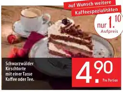 Zurbrüggen Schwarzwälder Kirschtorte mit einer Tasse Kaffee oder Tee Angebot