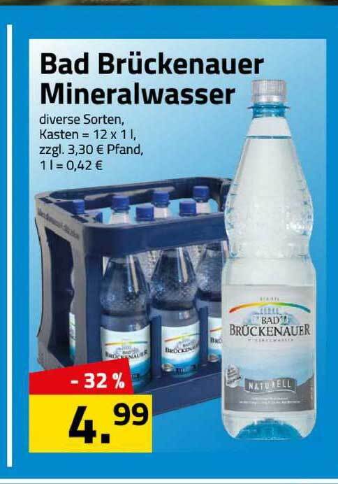 Bad Brückenauer Mineralwasser 12x1L Angebot bei Logo Getränkemarkt