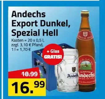 Logo Getränkemarkt Andechs Export Dunkel, Spezial Hell 20x0,5L Angebot