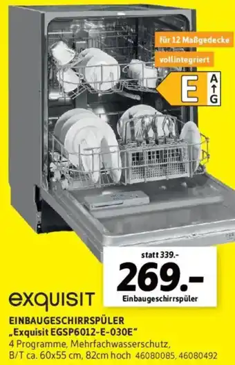 SCONTO EINBAUGESCHIRRSPÜLER „Exquisit EGSP6012-E-030E" Angebot