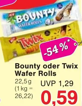 Wiglo Wunderland Bounty oder Twix Wafer Rolls Angebot