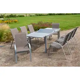 Netto Marken-Discount Merxx Tischgruppe Amalfi, 9-tlg. ca. 180/240 x 100 cm, taupe Angebot