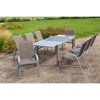 Netto Marken-Discount Merxx Tischgruppe Amalfi, 9-tlg. ca. 180/240 x 100 cm, taupe Angebot