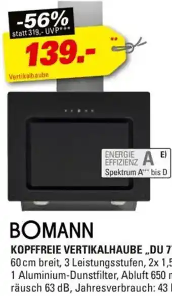 Höffner BOMANN KOPFFREIE VERTIKALHAUBE „DU 771.1 G" Angebot