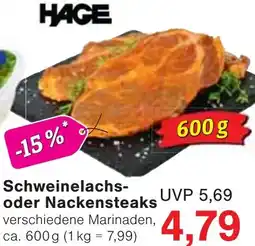 Wiglo Wunderland HAGE Schweinelachs oder Nackensteaks Angebot