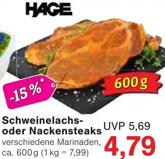 Wiglo Wunderland HAGE Schweinelachs oder Nackensteaks Angebot