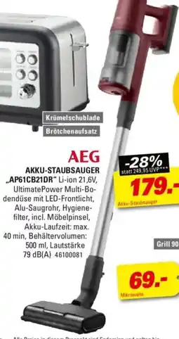 Höffner AEG AKKU-STAUBSAUGER „AP61CB21DR" Angebot